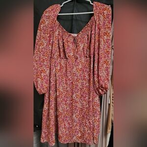 Fantastic pink red orange floral dress